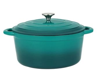 Emajlirani lonac od lijevanog željeza s poklopcem 28,5 cm, 6 L, Perfect Home 16638, tirkizna