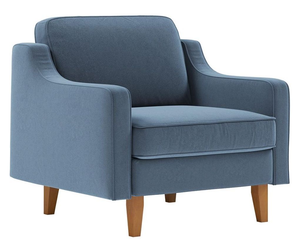 1-Seat Sofa 486, Ocean Blue, Walnut