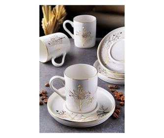 Set šalica za kavu (12 komada) 437, bijela, zlatna