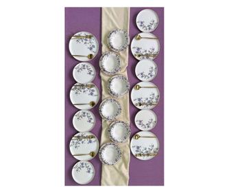 Set za večeru (24 komada) 087, bijela, ljubičasta