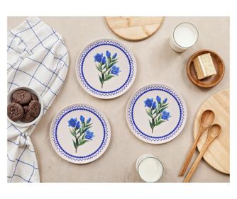 Sada dezertních talířů (6 kusů) 623, modrá, zelená, bílá