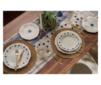 Set de masă (24 piese) 783, Alb, Albastru, Verde