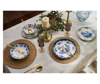 Jídelní sada (24 kusů) 813, bílá, modrá