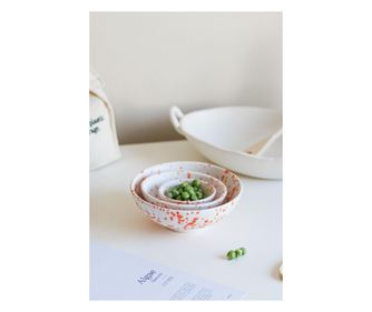 Set keramičnih posod (3 kosi) 839, oranžna, bela