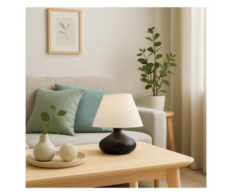 Stolna lampa 217, krem, crna