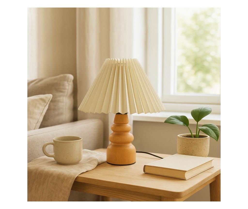 Lampă de Masă 224, Crem, Stejar