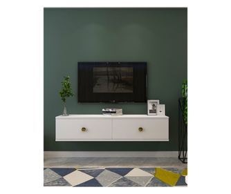 Stolik pod TV 363, Biały, Złoty