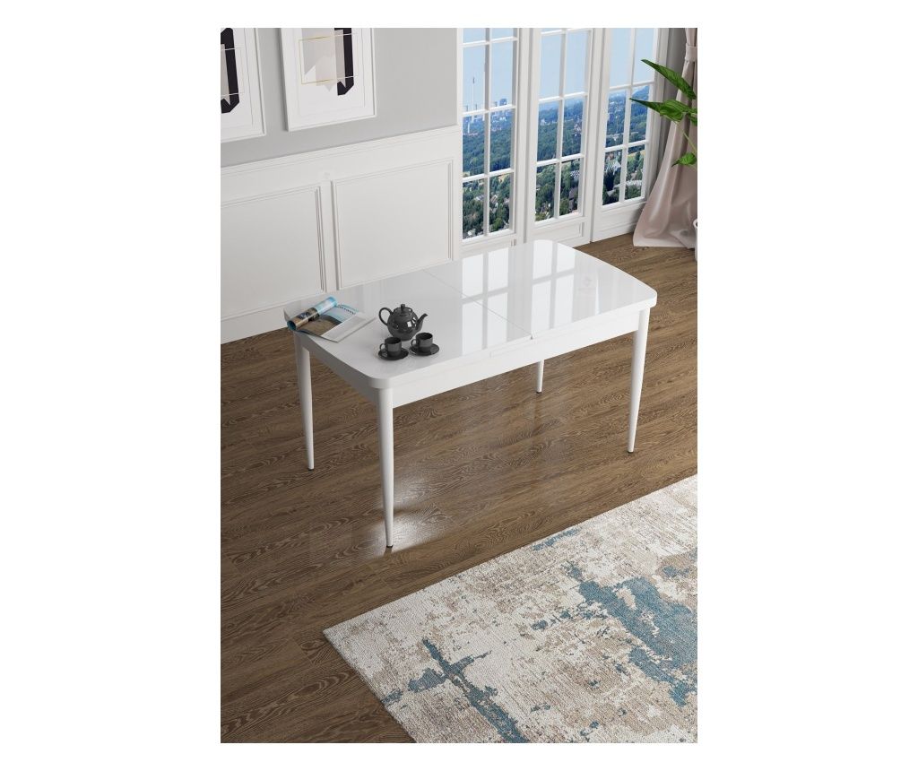 Τραπέζι Τραπεζαρίας 537, Λευκό Μάρμαρο, Λευκό