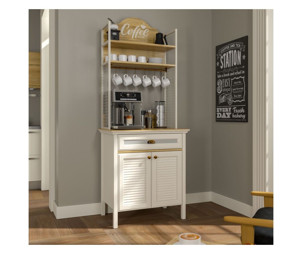 Kuhinjski element za kavo 834, krem, hrast, bela