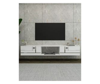 Stolik pod TV 333, Biały, Srebrny