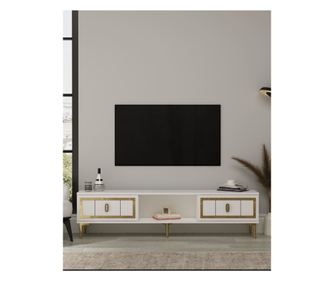 Stolik pod telewizor 238, biały, złoty