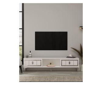 Stolik pod TV 245, Biały, Srebrny