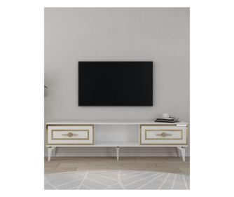 Stolik pod TV 184, Biały, Złoty