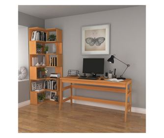 Pisarniški regal in pisalna miza 473, tikovina