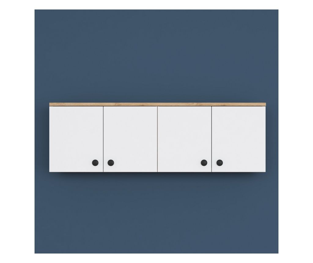 Wall Cabinet 395, Walnut, White