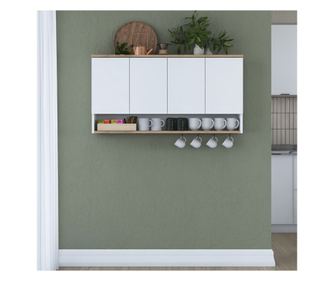 Zidni ormarić 357, orah, bijela