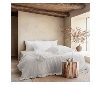 Lenjerie de pat dublu, Majoli Bahar Home Collection, 100% bumbac ranforce, 144 TC, 4 piese(cearsaf de pilota 200x220cm, cearsaf