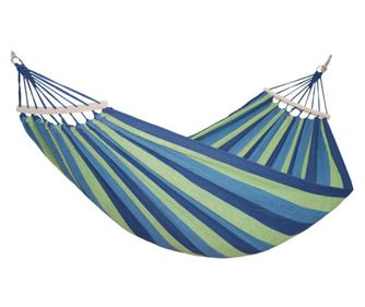 Klausstech viseča mreža, dolga 1 m, lesena palica, gostota materiala 320 g/m², nosilnost 120 kg, vzorčast dizajn, modro/zelena