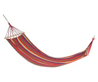 Viseča mreža Klausstech, debela bombažna tkanina, lesen okvir, za notranjo in zunanjo uporabo, nosilnost 150 kg, 80 x 200 cm, rd