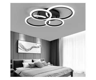 BETTY LED Luster s daljinskim upravljačem, 44W, 4 kruga, hladno/toplo/neutralno svjetlo, prigušivo, crni