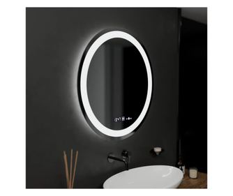 Celeste MotionGlow Marcello Okruglo LED ogledalo, 60 cm, sustav protiv zamagljivanja, sat i termometar, prigušivo