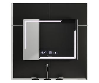 Pravokotno LED ogledalo, 80x60cm, senzor MotionGlow, sistem proti rosenju, ura in termometer, zatemnitev