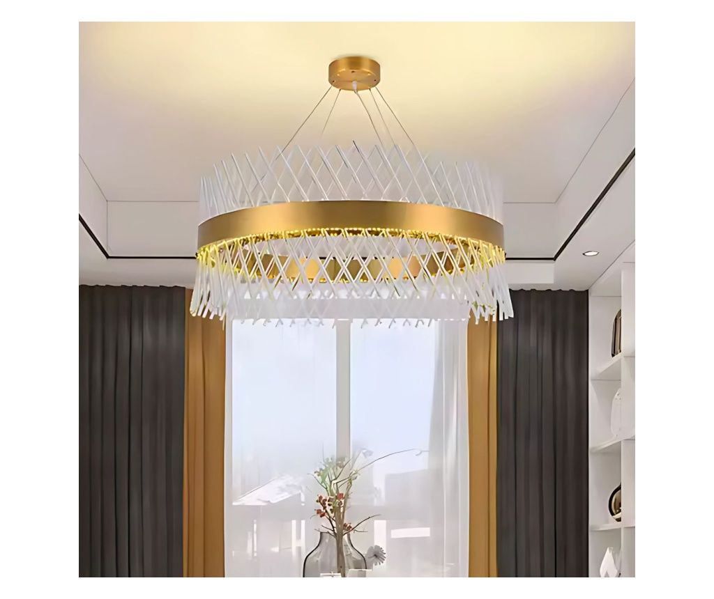 ALHAMBRA Eleganza Kristálycsillár, 72W LED, 49cm Átmérő, Meleg/Höt/Semleges Fény, Dimmelhető, Állítható Magasság, Arany