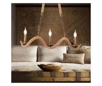 Lestenec, 3*E27, rjava, kovina in vrv LV572/3BK