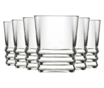 Set 6 Pahare din Sticla Transparenta cu Model in Relief, Capacitate 85ml, Ideal pentru Aperitive - ABYZ™