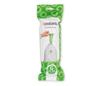 Brabantia 647038 szemeteszsák, G méret, 23-30 l, 20 db, fehér