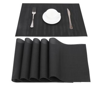 Set 6 Naproane, Belle Vous, din PVC, Dreptunghi, Termorezistente, Antiderapante si Lavabile, 30 x 44, 5 cm, Negru