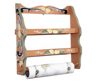 Suport din lemn pentru prosop bucatarie si condimente, pictat manual