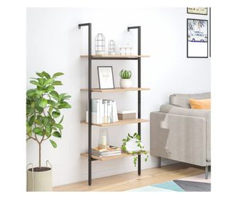 4 szintes ferde polc vilgosbarna / fekete 64x35x152,5 cm