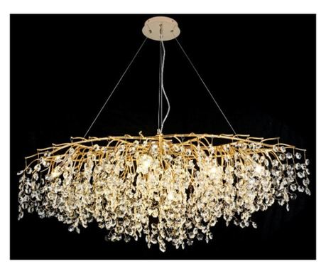 Candelabru RFAN, Model R9102/1200+550, Textura Cristal, Metal, 10 X E14, Auriu