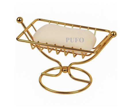 Pufo Goldie fém szappantartó lábbal, 12 x 8,5 cm, arany – elegáns és praktikus kiegészítő a fürdőszobába