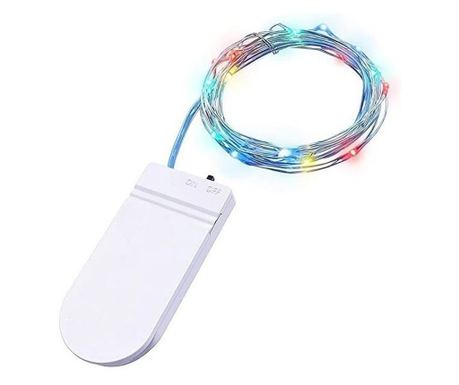 Коледни лампички, 1 метър, 10 LED, Многоцветни, Работещи с батерии
