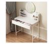 MĂSUȚĂ DE TOALETĂ ALBĂ PENTRU DORMITOR CU OGLINDA ȘI SERTARE, DESIGN MODERN