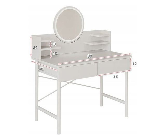 MĂSUȚĂ DE TOALETĂ ALBĂ PENTRU DORMITOR CU OGLINDA ȘI SERTARE, DESIGN MODERN