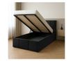 Łóżko Pojedyncze 90x200cm Łóżko Tapicerowane z Pojemnikiem Czarne