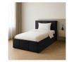 Łóżko Pojedyncze 90x200cm Łóżko Tapicerowane z Pojemnikiem Czarne