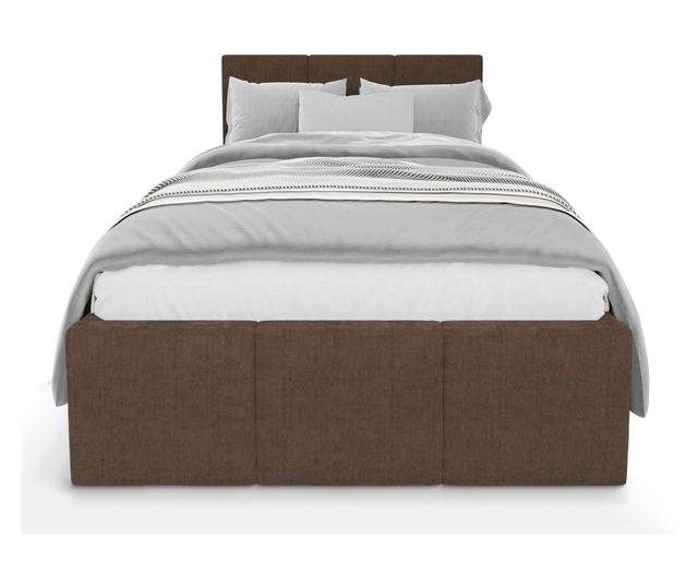 Łóżko Pojedyncze 90x200cm Łóżko Tapicerowane z Pojemnikiem Brązowe