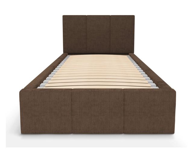 Łóżko Pojedyncze 90x200cm Łóżko Tapicerowane z Pojemnikiem Brązowe