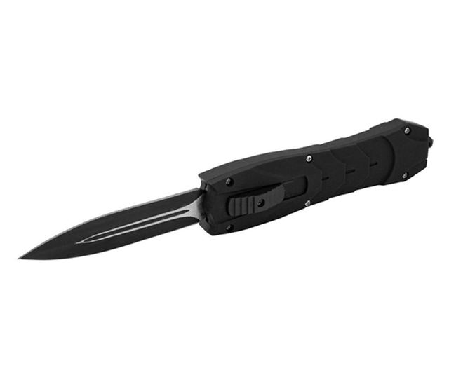 Automatyczny nóż sprężynowy, stal nierdzewna, 24 cm, czarny