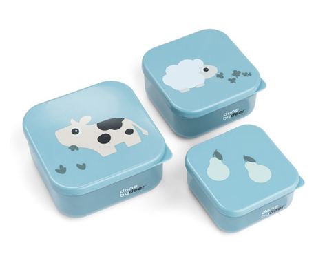Set 3 caserole pentru gustari Done by Deer Tiny Farm Blue