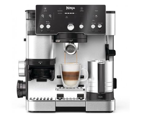 Aparat de cafea 2-în-1 Ninja Luxe Café Essential ES501EU, 1650W, 9 bar, 2 L, Barista Assist, Mod Apă Fierbinte, 4 Moduri, 3 Setă