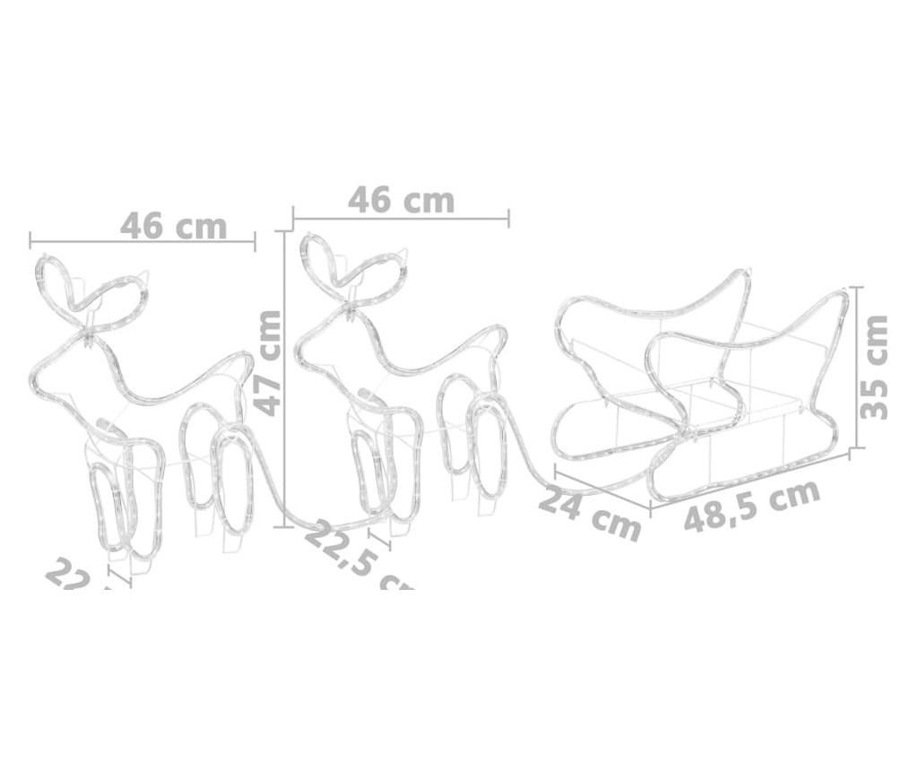 Božićna dekoracija s jelenom i saonicama, 576 LED dioda, za vanjsku upotrebu - 12