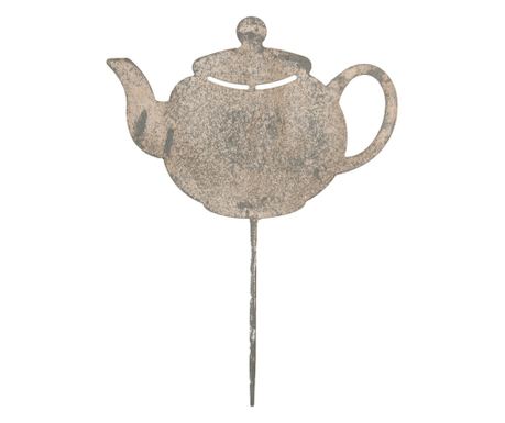 Decorațiune grădină Ceainic metal gri vintage 26x1x35 cm