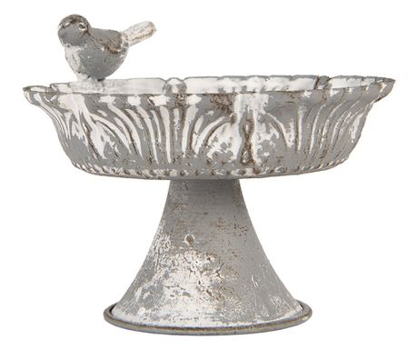 Bol decorativ metal gri alb vintage 13x12x10 cm