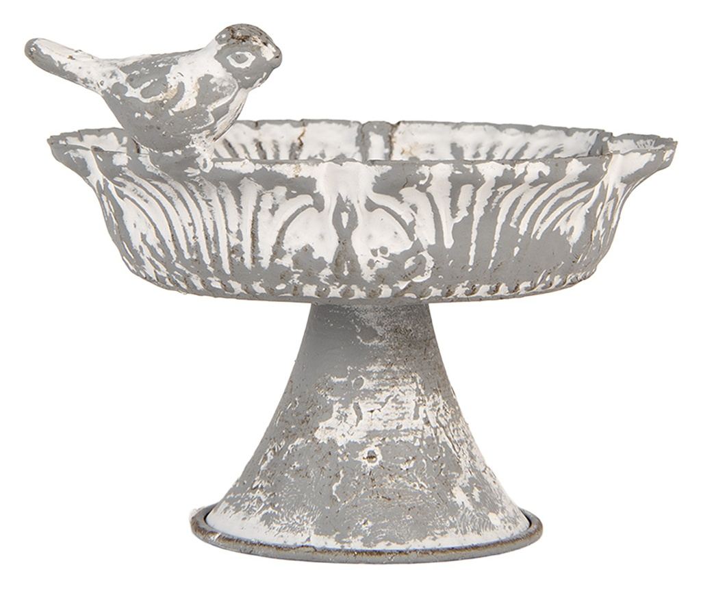Bol decorativ metal gri alb vintage 13x12x10 cm - 2