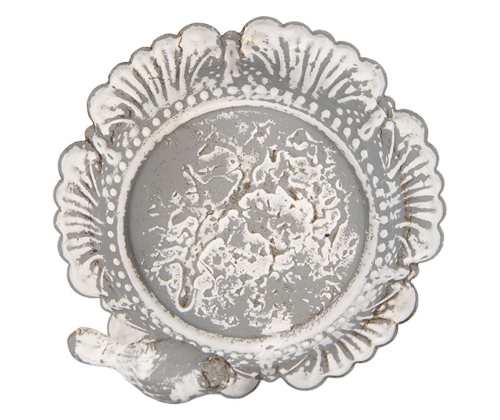 Bol decorativ metal gri alb vintage 13x12x10 cm - 3